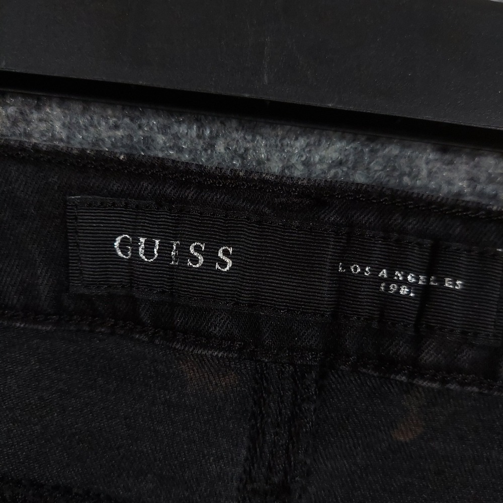 GUESS Pants Mens Fits 30x29 Black Ink Blot Cargo Slim Skinny Ankle Zip - Picture 6 of 11